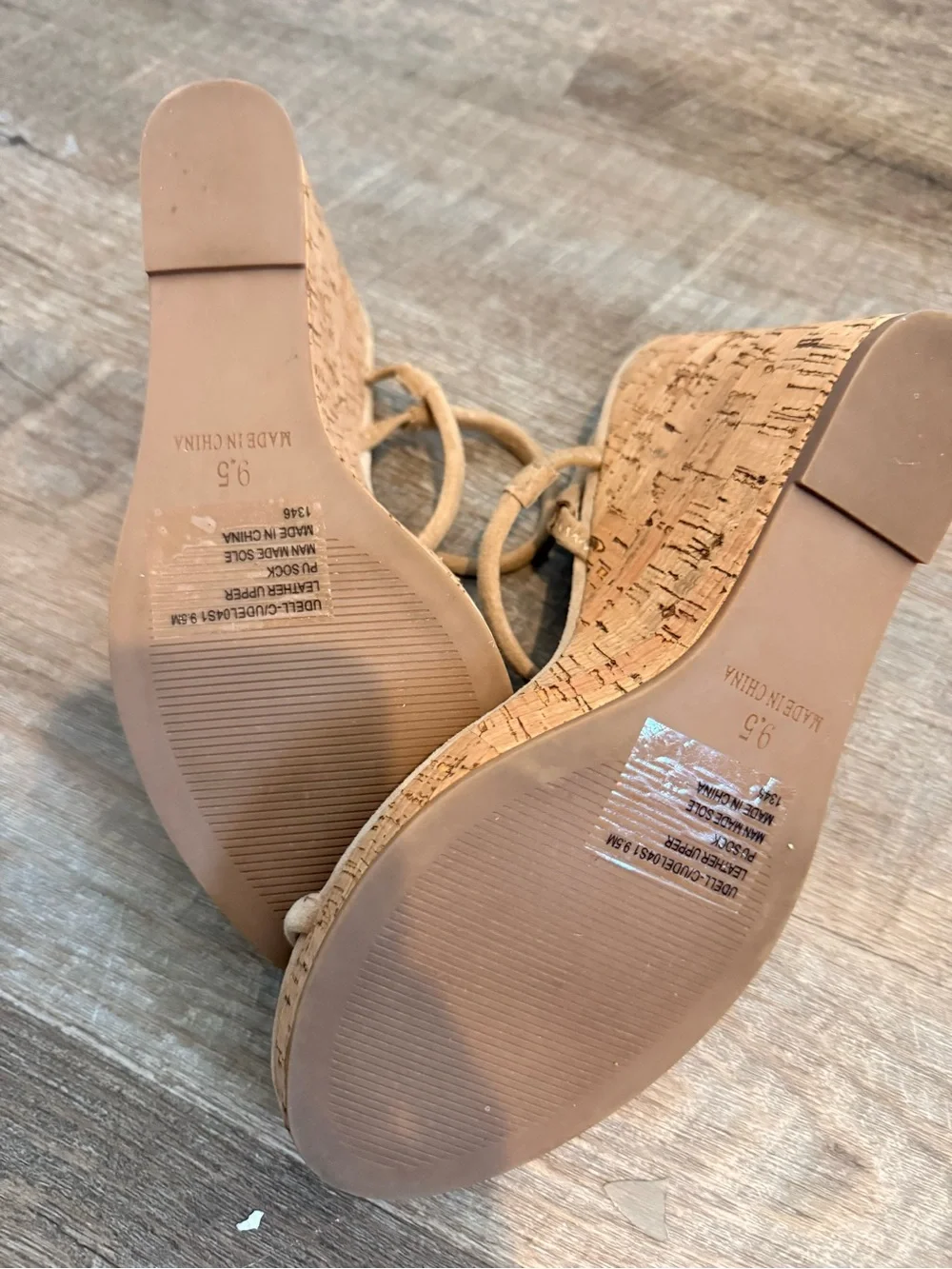 Steve Madden Beige Cork Wedge Sandals - Minimal Strappy Slingback